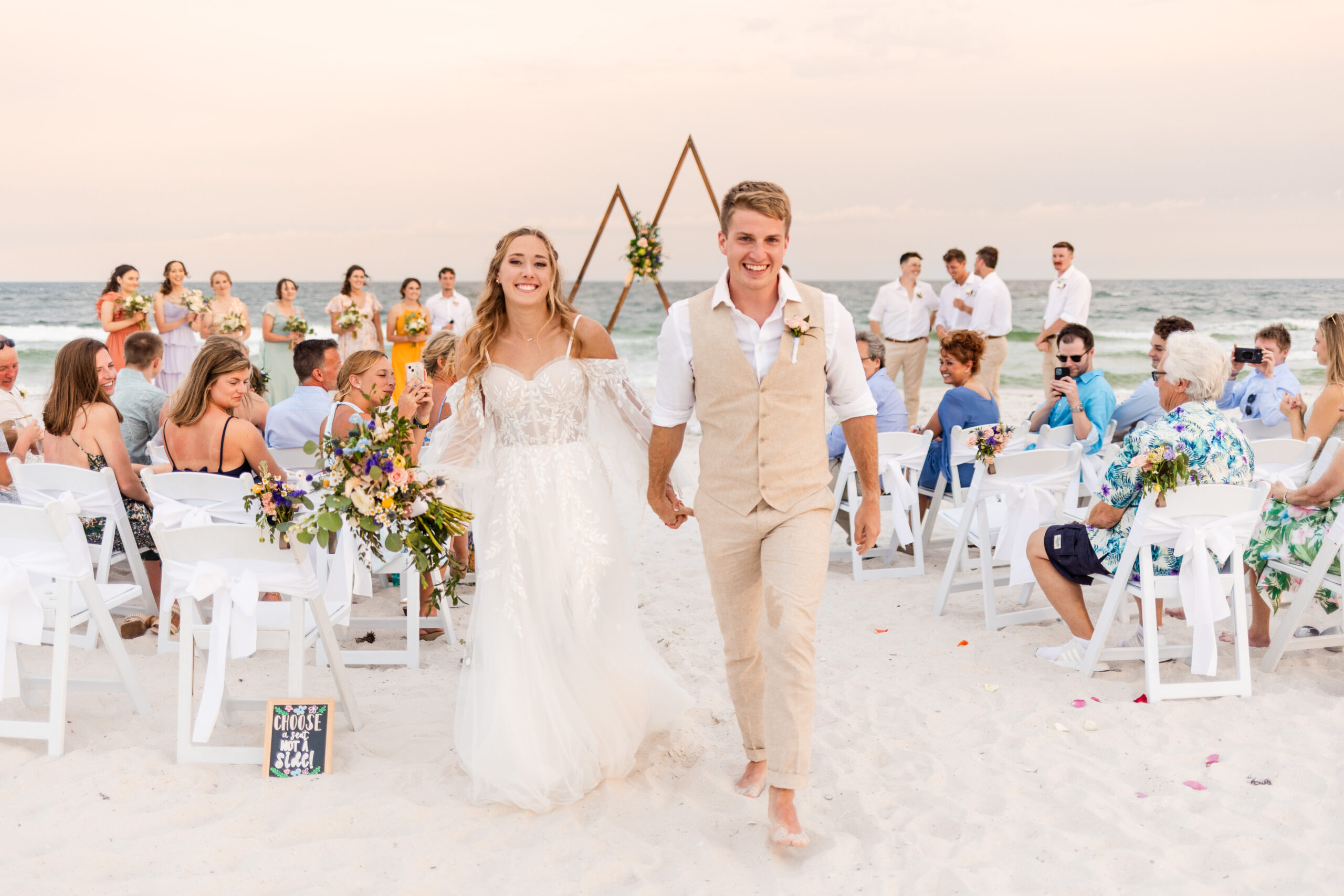 wedding day photo of newlyweds, beach photography, alabama wedding photographer